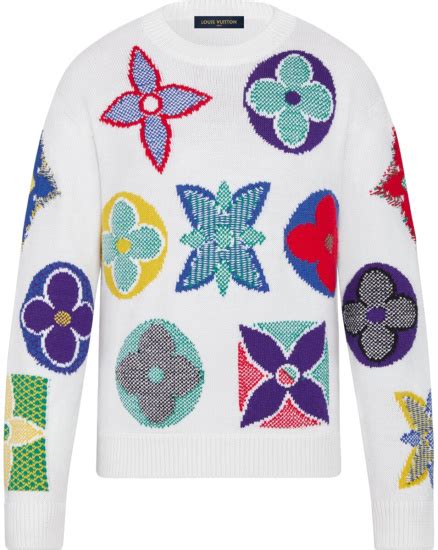 louis vuitton white & multicolor flower monogram sweater|louis vuitton speedy white.